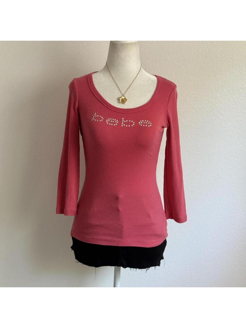 ੈ✩‧₊˚y2k pink bebe rhinestone blouse
